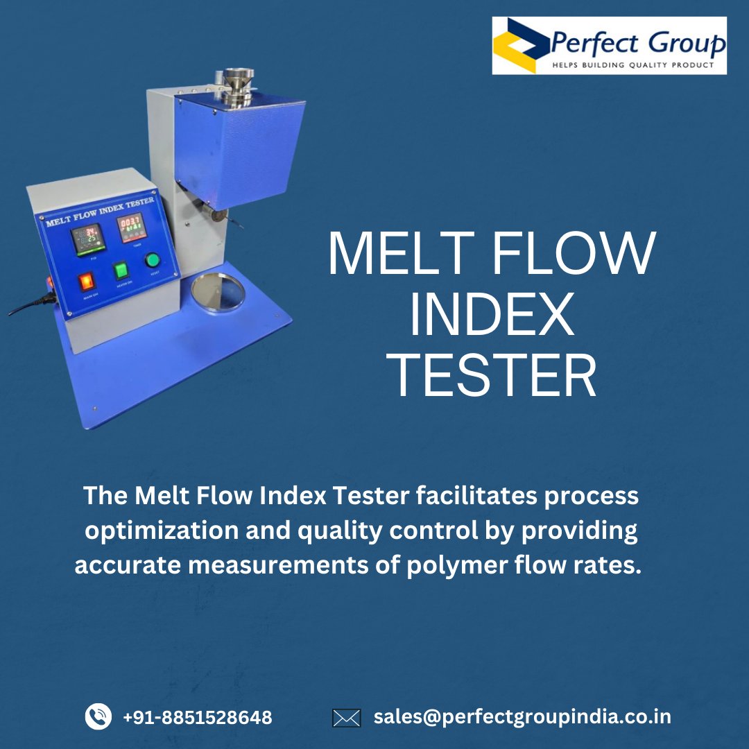 perfectgroup12's tweet image. Melt Flow Index Tester
The Melt Flow Index Tester from Perfect Group offers accurate polymer flow rate measurement, which is essential for process optimization and quality.
#perfectgroupindia #industrial  #meltflowindextester
Visit us: perfectgroupindia.co.in/melt-flow-inde…