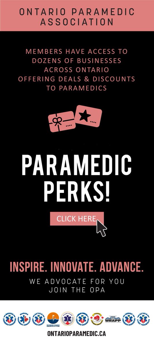 PARAMEDIC PERKS Did you know OPA members have access to dozens of businesses across Ontario offering deals and discounts to paramedics? Log into your chapter website and click 'Paramedic Perks' to find out how to save hundreds of dollars per year. ontarioparamedic.ca/news-and-event…