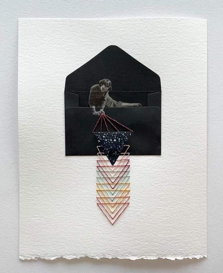 © Nicola MacNeil ★
    'Triangle' (2021)
     Embroidery on paper
 #artwork #collage #embroideryart 
 #mixedmedia