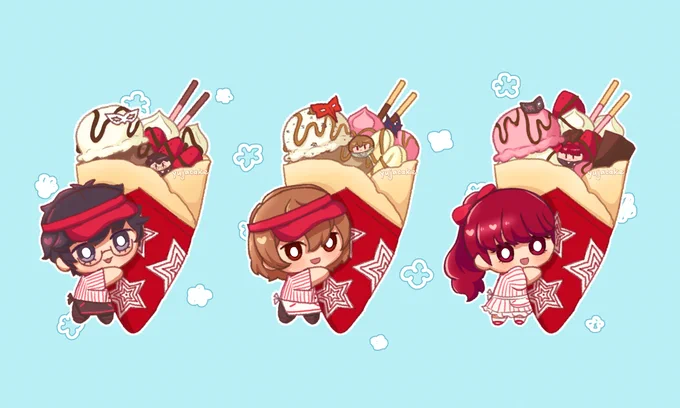 royal trio nui gang and the crepe collab (albeit late but let's pretend it was for sumi's bday  and not bc zines or anything ) 