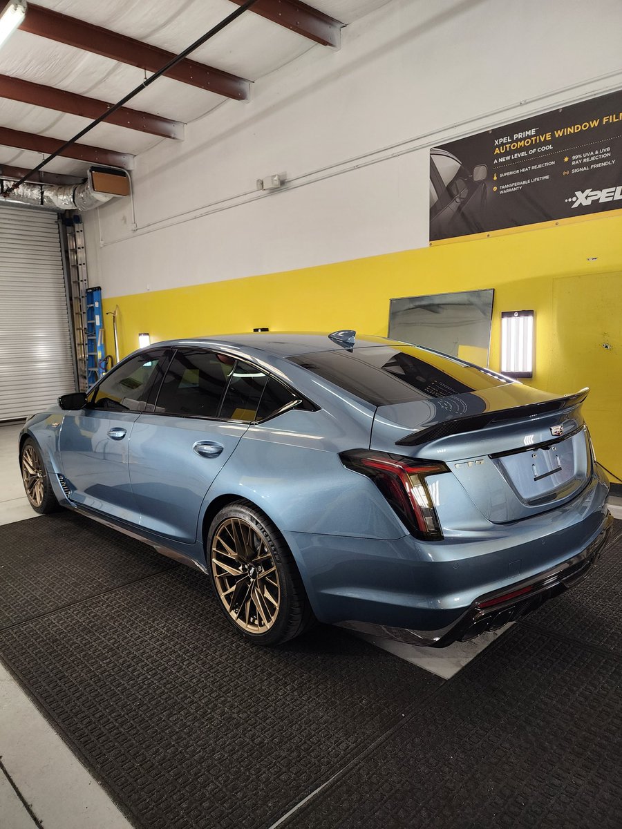 2024 Cadillac CT-5V Blackwing Windows Tinted with Xpel Prime XR Plus Multilayer Ceramic Window Film in Winter Garden, FL at Tint Man FL Inc. 70% windshield, 30% front doors, and 20% rear windows Specs, locations & more at TintManFL.com #tintmanfl #xpel #blackwing