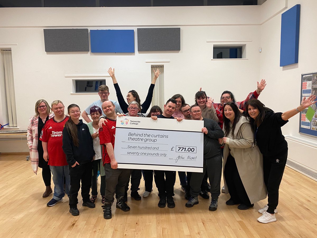 Health, Social & Early Years students and staff recently donated £771 raised during their Christmas Markets in December to local group Behind the Curtains for adults with additional needs. Fantastic work, well done to all involved! 🎭👏 #ICanBe