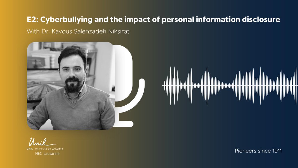 🎙️ Join us for Episode 2 of our Digital Revolution Trends podcast series! ➡️ Dive into cyberbullying and personal information disclosure with Dr. Kavous Salehzadeh Niksirat @kavous_nik. 👉 More at: bit.ly/3TQzV8H #heclausanne #research @unil
