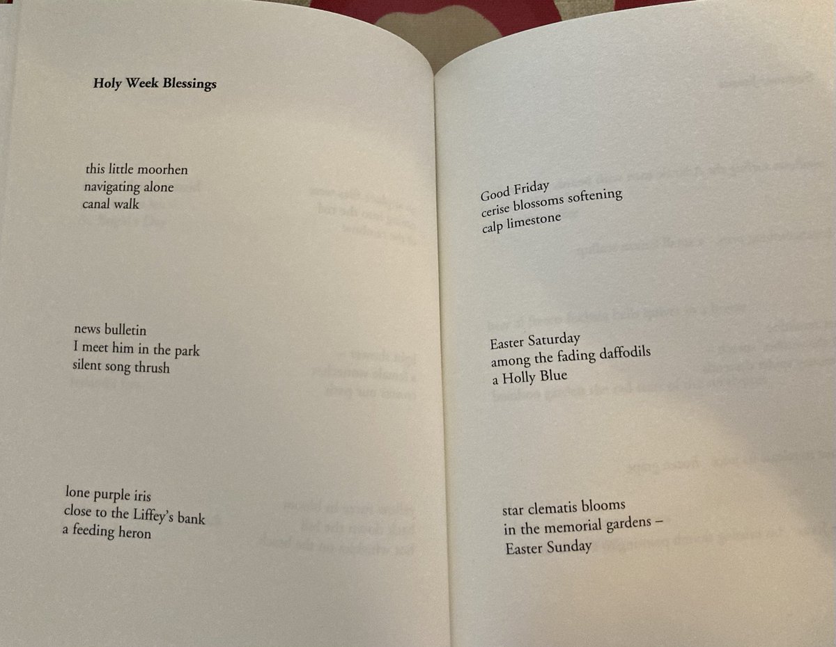 Today I am serving two spring-themed works: ‘Objet d’Art’, a poem from my 2014 collection ‘Vocal Chords’ and the Holy Week haiku sequence from my 2021 collection, ‘Wasp on the Prayer Flag’, both published by Alba (UK). 🌸