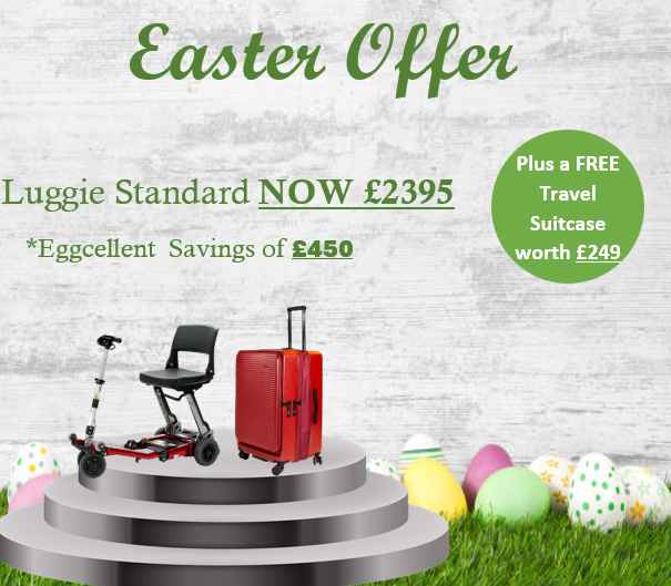 Luggiescooters's tweet photo. Eggcellent offer this easter🐣 The Luggie Standard NOW only £2395 plus a FREE Travel Suitcase Worth £249. Huge saving of £450!

Call us on 📞0800 0124 258 or visit our website to buy yours today https://t.co/fFYo4YpIFh

*Hurry before offer ends!

#luggiescooters https://t.co/gWPTVevOwN