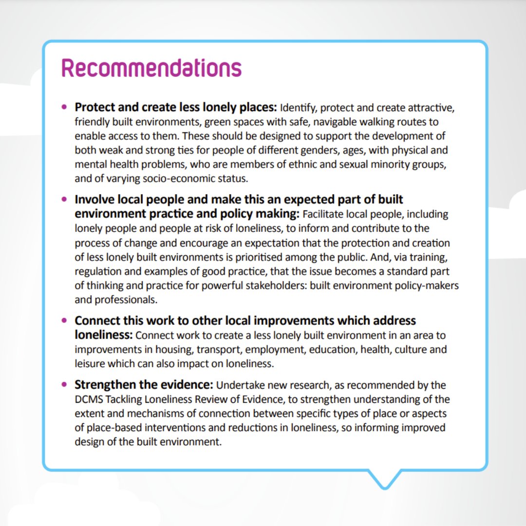 What were our key recommendations from the report? - Protect - Involve - Connect - Strengthen #OurLegacy #EndLoneliness