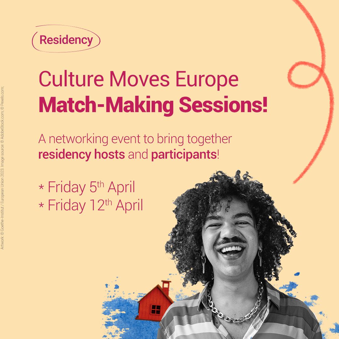 Join @CultureMovesEU match-making webinars that will bring together residency hosts and potential participants. Eligible sectors are music, literature, architecture, cultural heritage, design, fashion design, visual arts, and performing arts. Register: buff.ly/3JbNsln