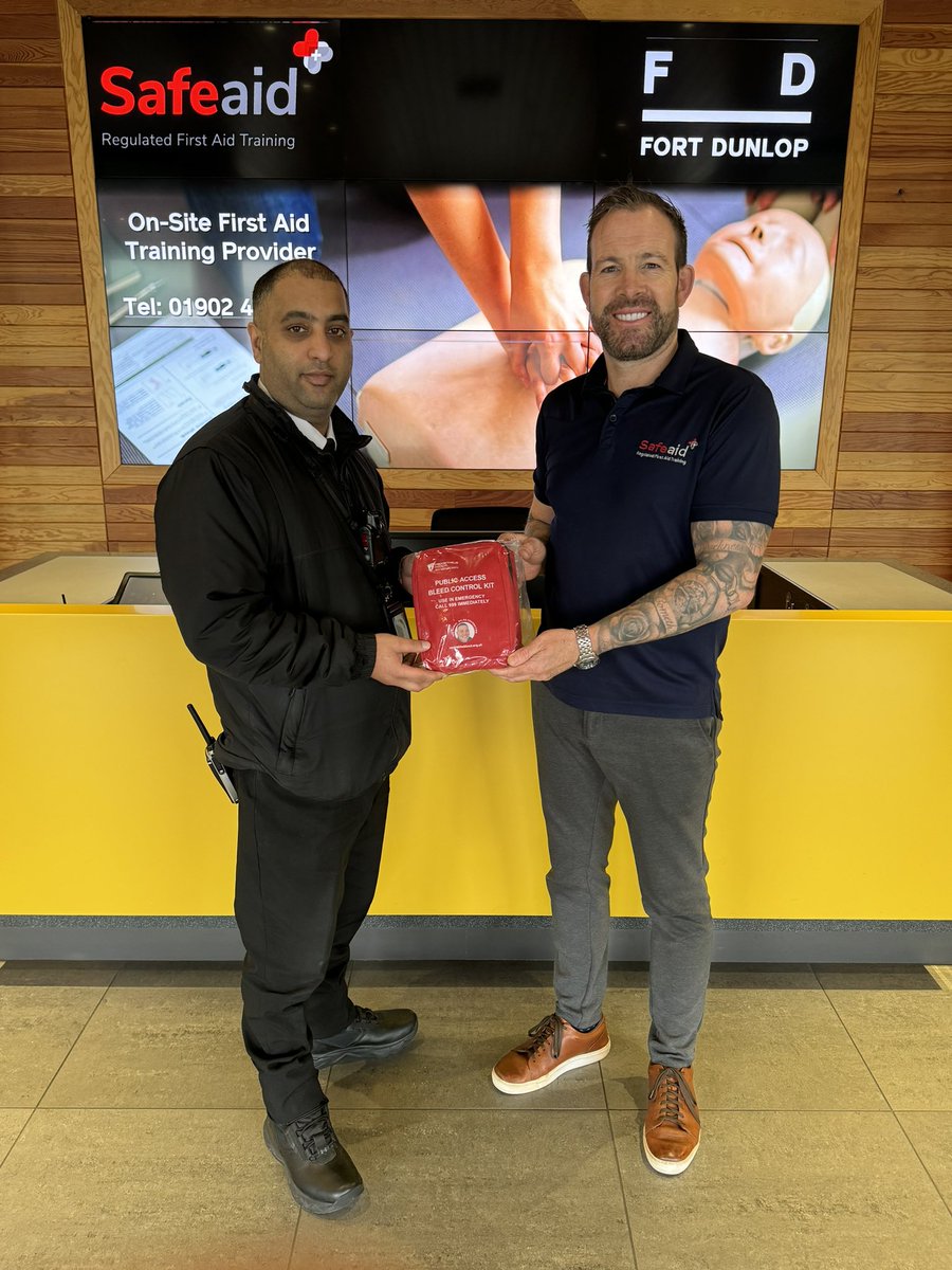 Bleed control kit donated by us and now available at our new venue The Fort Dunlop. Security team trained on use. Another site protected❤️❤️ @TheDanielBaird1