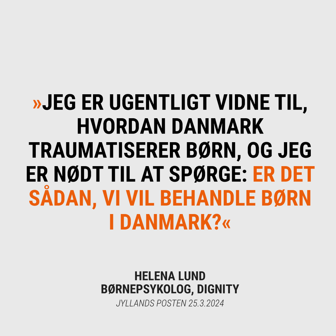 I dagens @jyllandsposten skriver vores børnepsykolog @Lundhelenalund et indlæg på vegne af en 10-årig dreng på et udrejsecenter, mens hun stiller spørgsmålet: Er det sådan, vi vil behandle børn i Danmark? Læs: jyllands-posten.dk/debat/breve/EC…