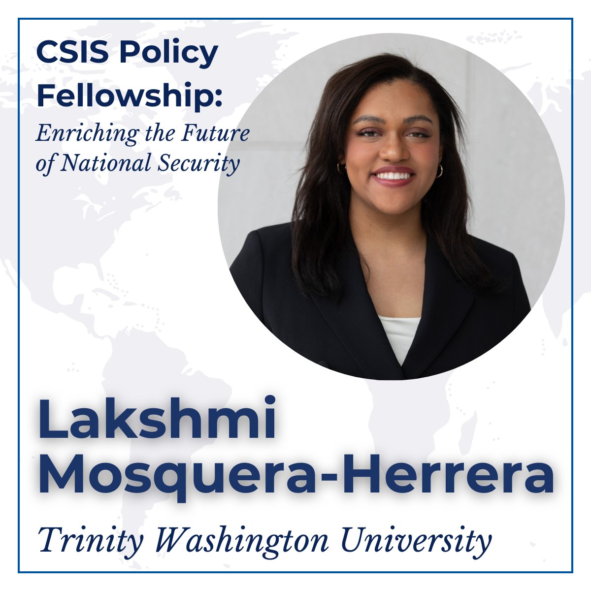 Meet Lakshmi Mosquera-Herrera! #PolicyFellowSpotlight Lakshmi is a junior at @TrinityDC where she studies global affairs. She was a @GlobalSolutions and an @ImmSchools Policy Fellow. Her experience as a Colombian immigrant shapes her strong commitment to fair policies. Welcome!