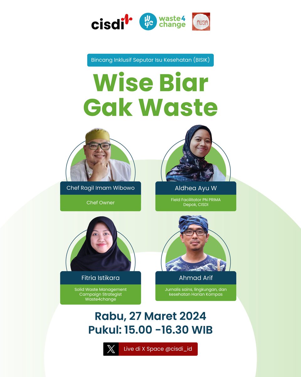 “Tell Me Something I Don’t Know”

Oke, tantangan diterima: Rp 330 Triliun kebuang hanya karena suka menyianyiakan makanan. Begitu kira2 petikan laporan <a href="/hariankompas/">Harian Kompas</a> soal food waste.

Nah, CISDI bersama Mas <a href="/aik_arif/">Ahmad Arif</a>, Kak Fitria dari <a href="/waste4change/">Waste4Change</a>, Chef <a href="/chefragil/">Ragil Imam Wibowo</a> dari Nusa