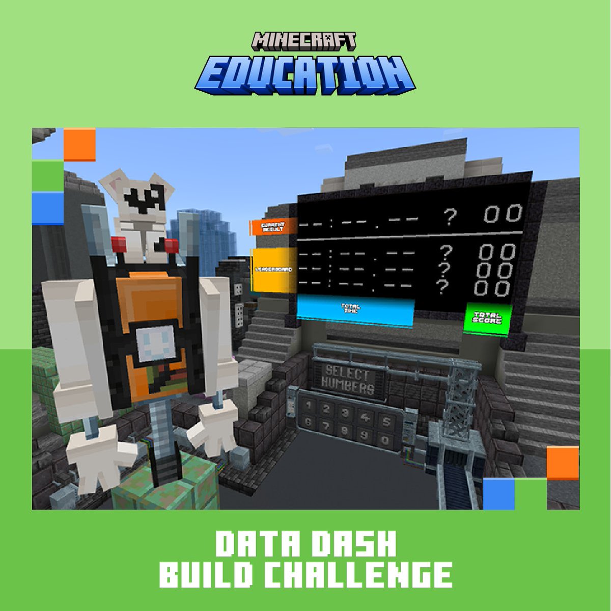🎲 Students demonstrate their knowledge of #math facts with a fun quiz game, then get creative building math models and crafting flash cards in this Minecraft Education Build Challenge 📐 Download today at msft.it/6017cUlaR #MinecraftEdu #GBL