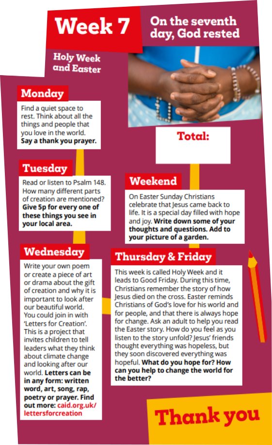 The final week of the Christian Aid Count your blessings reminders is about finding rest. In the week leading up to Easter it can be busy, but it's important to find time to rest and spend time with God too!