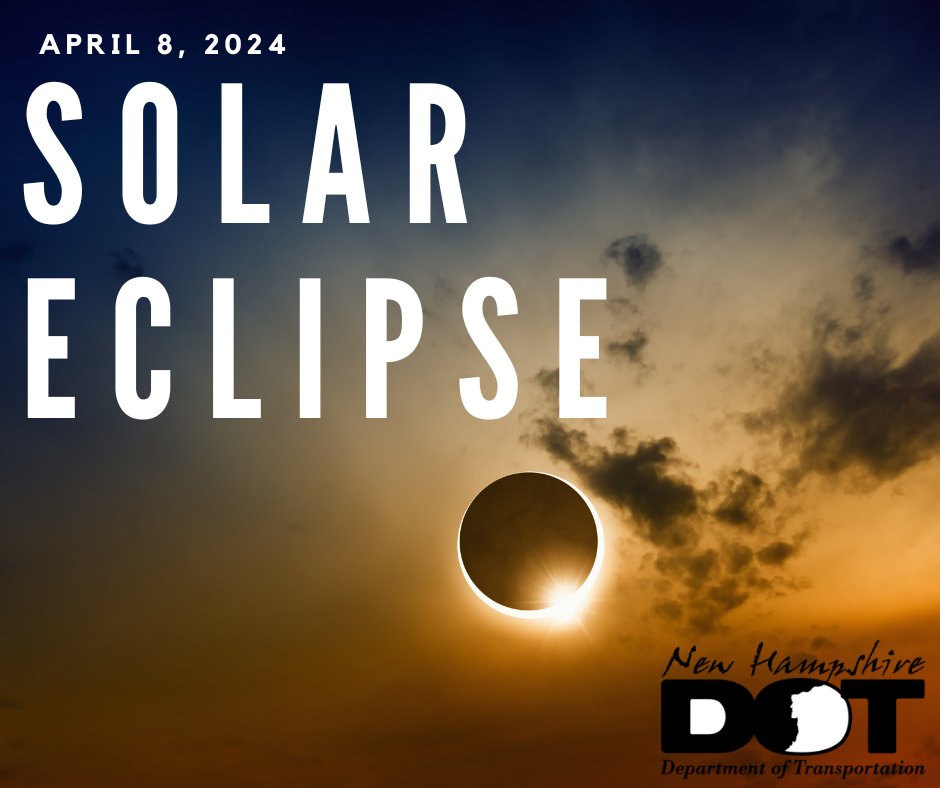 🌒 Planning to catch the eclipse spectacle? 🌒 NHDOT advises against roadside stops for viewing. Park in designated spots and stay updated on traffic updates via NewEngland511.org. Most importantly, don't forget to pack your patience!