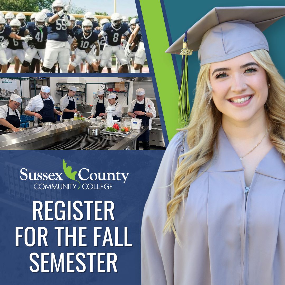 SCCC's Fall Registration is open! Get the classes you need to start working toward your degree or to keep your education on track. Sussex provides an affordable and complete college experience for students. Visit sussex.edu/fall