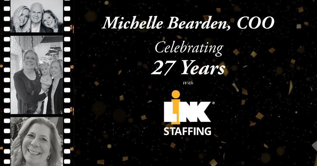 We are thrilled to share some exciting news today. We are celebrating Michelle Bearden's remarkable 27 years with Link Staffing! #LinkValues #LinkJobs #WorkAnniversary #Tenure #COO #WOB #WomenInBusiness #Celebrate #Leadership #WomanOwned #StaffingServices #StaffingSolutions