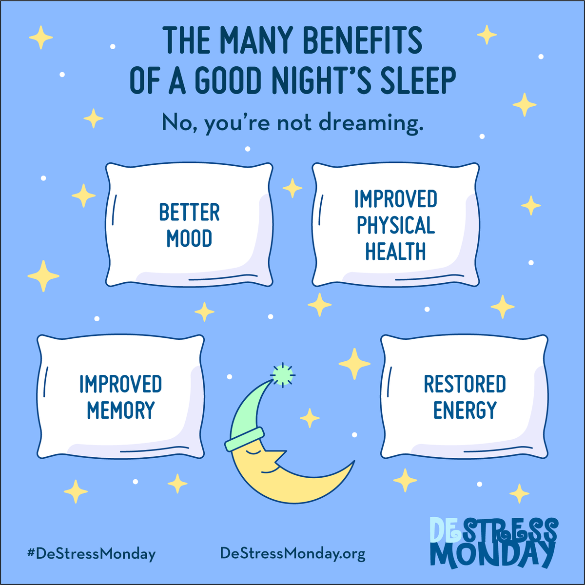 Getting a good night's sleep has a wide range of benefits, both mental and physical. Set yourself up for success for the rest of the week by catching a few extra z's this <a href="/HealthyMonday/">Healthy Monday</a>. Learn more about the benefits of sleep at: ow.ly/C4ml50QYYWI