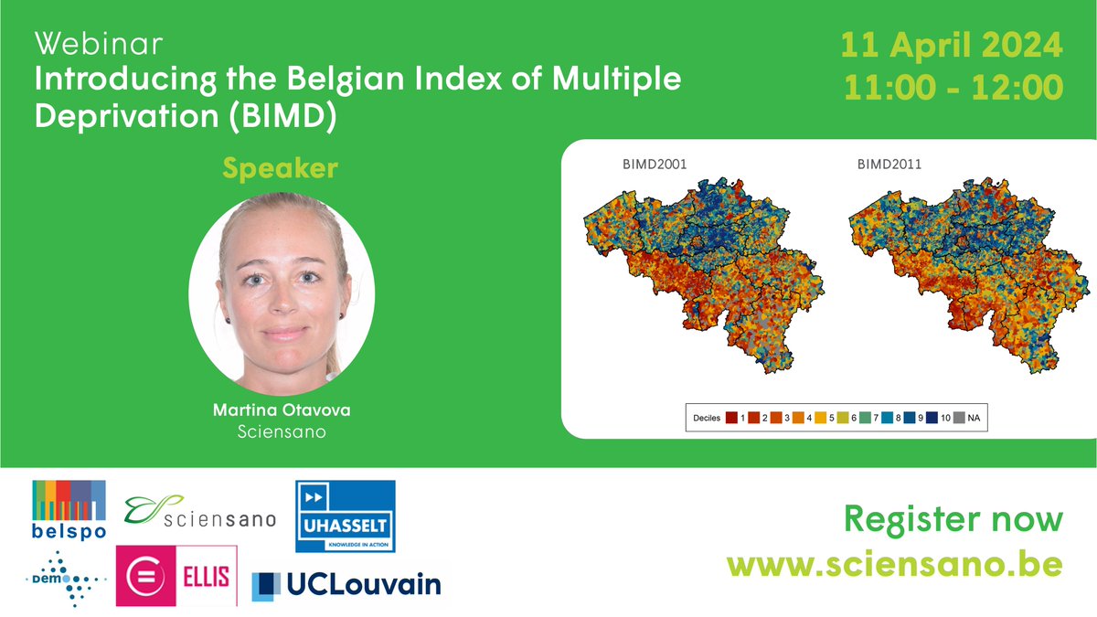 📢 Wil je meer te weten komen over de Belgische Index van Meervoudige Deprivatie (BIMD), een nieuwe tool die een overzicht geeft van sociale kwetsbaarheid in België? Schrijf je dan nu in voor de webinar! 👇 sciensano.be/nl/evenementen… 🗓️ 11 april 2024!