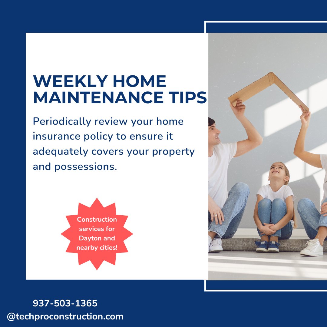 WEEKLY HOME MAINTENANCE TIP
#techproconstruction #techpro #construction #constructionlife #homerenovation #homemaintenance #insurance #daytonohio
