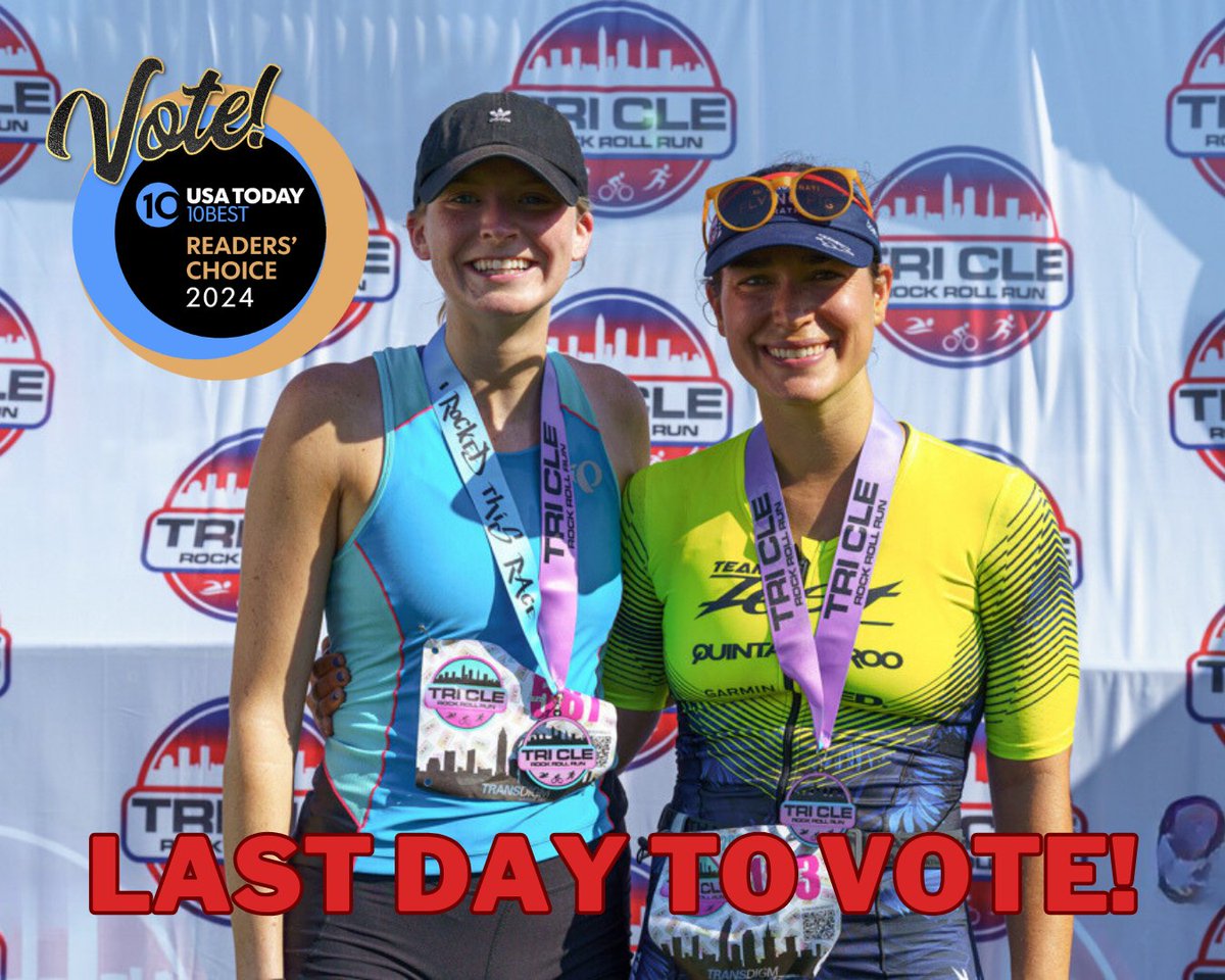 It's hard to believe, but TODAY is the last day to vote for Tri CLE as the best Sprint Triathlon in the USA TODAY 10Best!

Get your votes 🗳  in before noon today!

Stay tuned, as the winner will be announced on Wednesday, April 3!

10best.usatoday.com/awards/travel/…

#tricle #rockrollrun