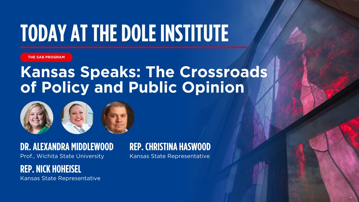DoleInstitute's tweet image. We’re excited to welcome our guests for the spring @DoleSAB program, “Kansas Speaks.” Watch the program live on our YouTube channel tonight starting at 4 p.m. CST!

#DiscussionGroups #DoleInstitute #exploreKU