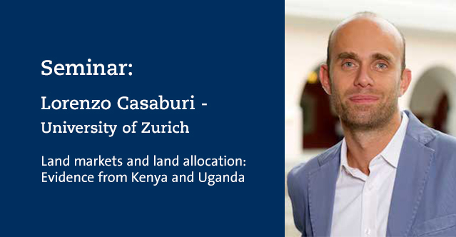 TOMORROW (Tues 26 March) at 1 pm (CET) we are thrilled to welcome Lorenzo Casaburi, from @econ_uzh who will present 'Land markets and land allocation: evidence from Kenya and Uganda'. More info: su.se/institute-for-…