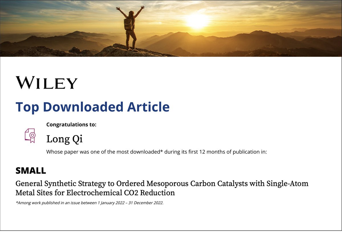 Long Qi (@long_qi) on Twitter photo Our paper is among the most downloaded in 12 months! It is on Single Atom Catalysts for CO2 electrocatalytic reduction, published in 2023. Building on this, we published more works, including two in JACS. onlinelibrary.wiley.com/doi/full/10.10… <a href="/HuangISUChem/">Wenyu Huang Group</a> <a href="/Dr_S_Zhang/">Sen Zhang</a> <a href="/OUCMC/">Bin Wang</a> <a href="/AmesNatLab/">Ames National Laboratory</a> Our paper is among the most downloaded in 12 months! It is on Single Atom Catalysts for CO2 electrocatalytic reduction, published in 2023. Building on this, we published more works, including two in JACS. onlinelibrary.wiley.com/doi/full/10.10… <a href="/HuangISUChem/">Wenyu Huang Group</a> <a href="/Dr_S_Zhang/">Sen Zhang</a> <a href="/OUCMC/">Bin Wang</a> <a href="/AmesNatLab/">Ames National Laboratory</a>