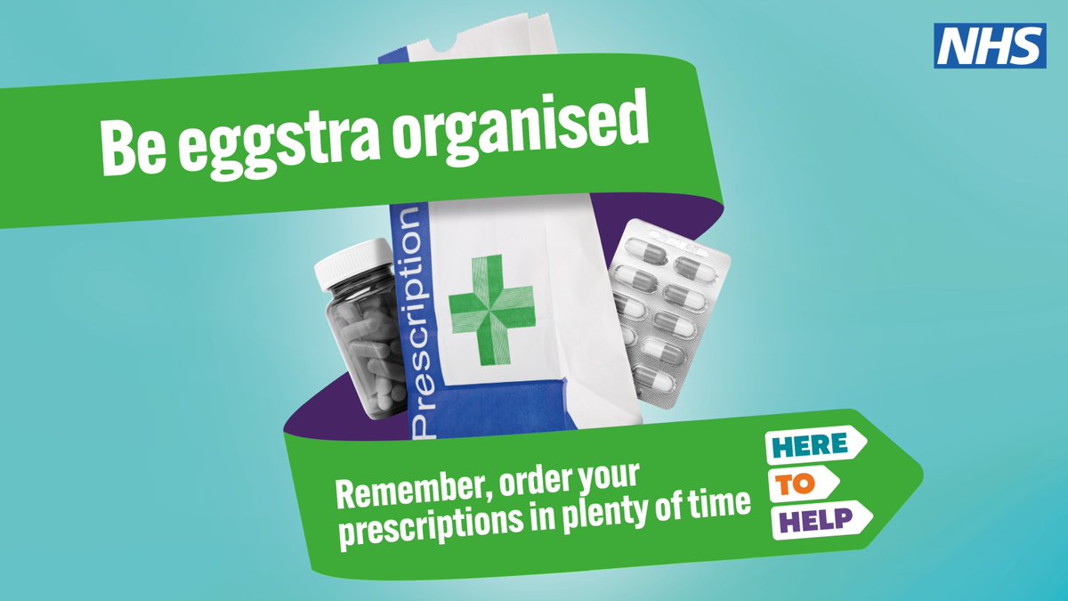 Enough repeat medication to last you over the Easter bank holiday weekend? If not spring into action and order it now!🌻 📲Use the NHS App or visit your local pharmacy or GP surgery online ordering system. Find your nearest pharmacy👉 ow.ly/sEbR50QT6gT #NHS #HereToHelp