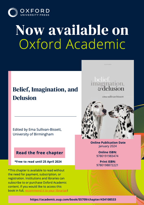 Ema Sullivan-Bissett (@ema_sb) on Twitter photo For those without institutional access to Oxford Academic, <a href="/OUPPhilosophy/">Oxford Philosophy</a> has made the Introductory chapter to my edited volume Belief, Imagination, and Delusion freely available for a month. academic.oup.com/book/55709/cha… For those without institutional access to Oxford Academic, <a href="/OUPPhilosophy/">Oxford Philosophy</a> has made the Introductory chapter to my edited volume Belief, Imagination, and Delusion freely available for a month. academic.oup.com/book/55709/cha…