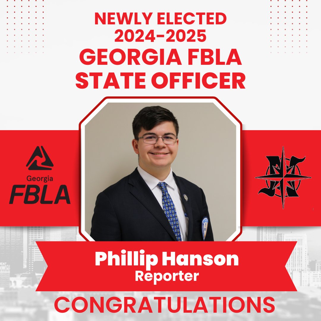 🌟 Exciting News Alert! 🌟
We are beyond thrilled to share some fantastic news with you all! 🎉 Our very own Phillip Hanson has just been elected as the State Reporter for Georgia Future Business Leaders of America (FBLA)! 🔥👏
#NCCAproud #GeorgiaFBLA  #myNCCA ❤️🖤❤️🖤