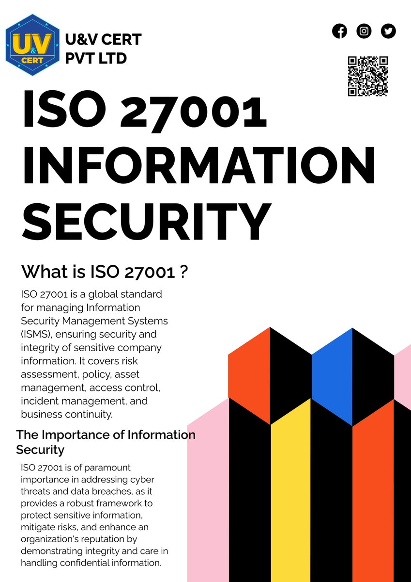 UANDVCERTPVTLTD's tweet photo. "Information is a valuable asset that can make or break your business. ISO 27001 helps you keep it secure."#ISO27001
#InformationSecurity
#DataProtection
#CyberSecurity 
#SecurityStandards
#UANDVCertification
#UANDV
#Certification
#QualityAssurance
#ISOStandards https://t.co/UKKCXLG3uH