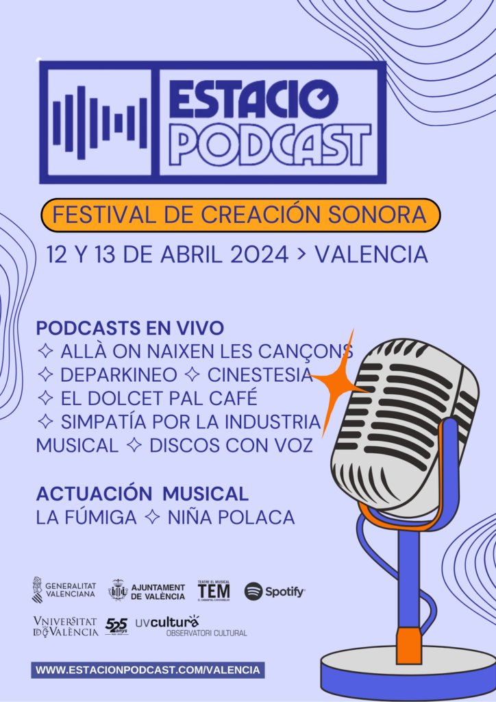 🎙️12 y 13 de abril aterriza en València @PodcastEstacion en el @TeatreElMusical con directos de @Cinestesiaweb @deparkineo Discos con voz @eldolcetpalcafe @allaonnaixen y Simpatía por la industria musical y actuaciones de @LaFumigaBand y @NinaPolaca🎧 👉estacionpodcast.com/valencia/