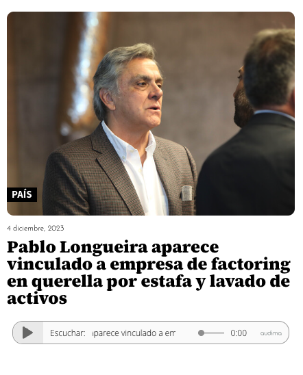 Ojo con Pablo Longueira, factor común en los peores escándalos de la última década, 2 de ellos ocurridos recién el último año.
 
- Megafraude SII
- Hermosilla
- SQM
- Ley de Pesca (Ley Longeira)