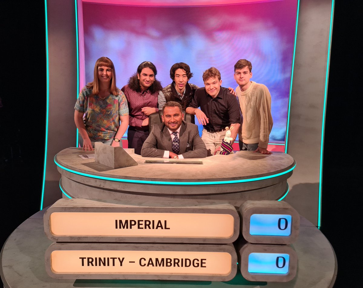 All set for tonight's semi-final match between @TrinCollCam and @imperialcollege Can we keep our dreams of a Trinity-Manchester final alive or will this be the end of the road for us? 8:30 pm BBC2 with @amolrajan & @rogertilling #UniversityChallenge