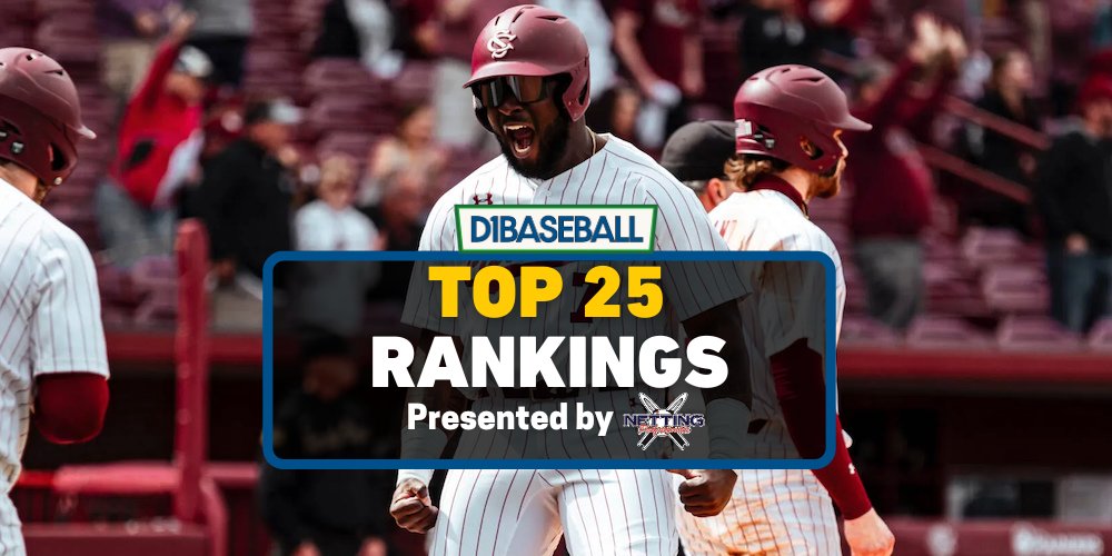 🚨LATEST TOP 25🚨 Here we go -- the latest @d1baseball Top 25 Rankings are out for the week. + @RazorbackBSB remains No. 1 + @UVABaseball @DBU_Baseball enter Top 10 + @GamecockBasebll @NCStateBaseball @KStateBSB @UKBaseball enter READ: d1baseball.com/top-stories/d1…