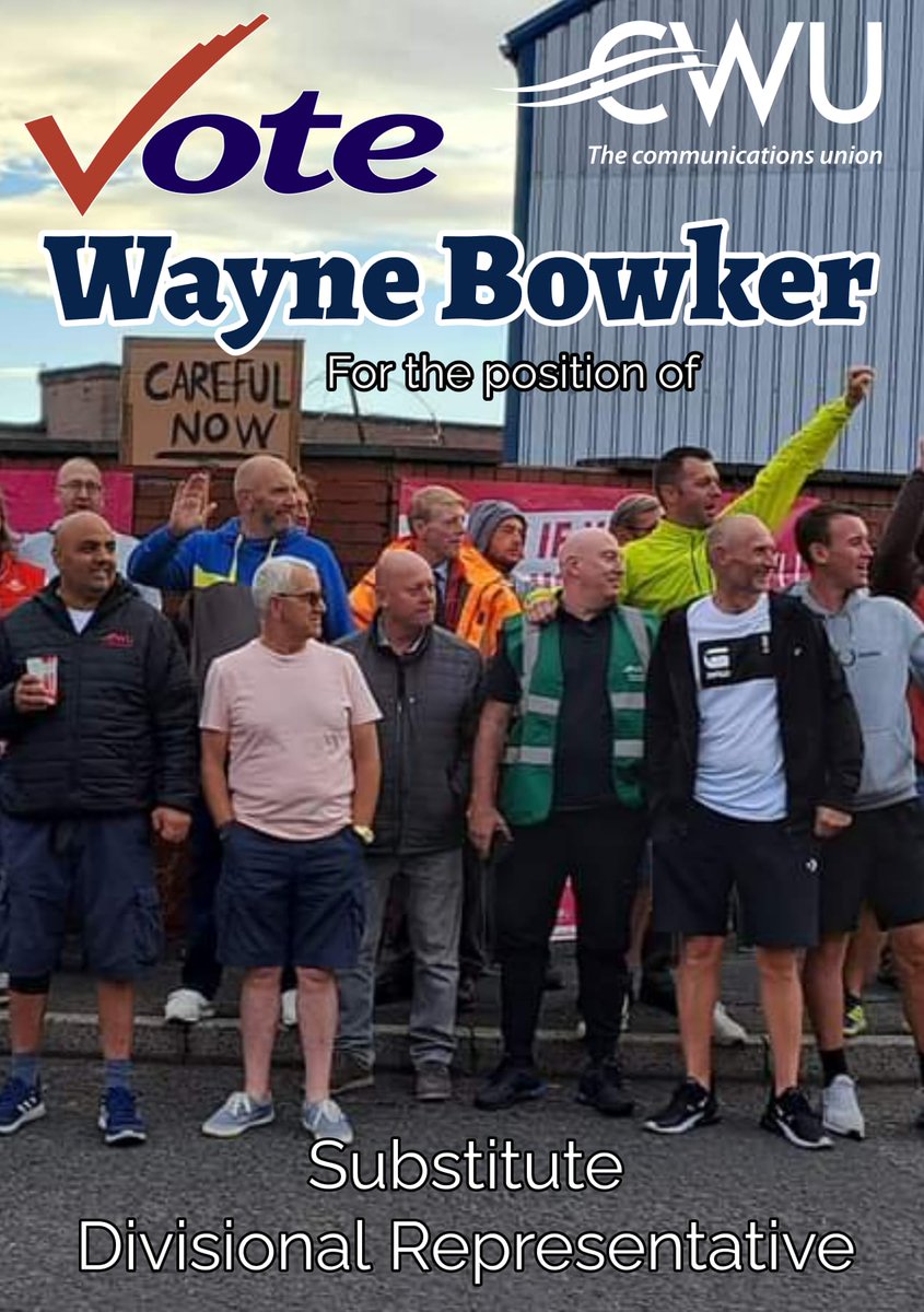 Ballot Papers are starting to arrive, Wayne has nearly 40 years of experience and knowledge representing members. Please vote and vote for Wayne Bowker. #VoteWayneBowker #CWU #NorthWestNo1branch