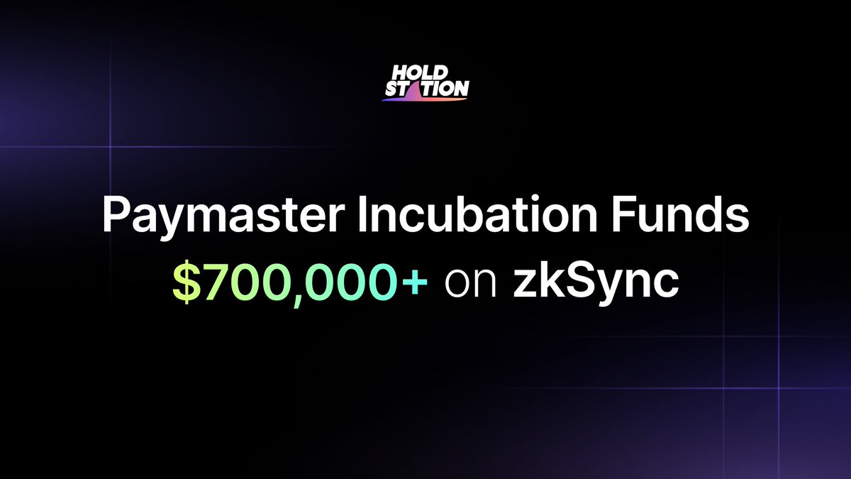 🔥 #Holdstation is excited to announce the launch of $700,000 Incubation Fund to support the expansion of the @zkSync ecosystem This fund targets Community, #Paymaster Alliance and rising stars on #zkStarter to diversify zkSync, accelerate adoption, and build a thriving…