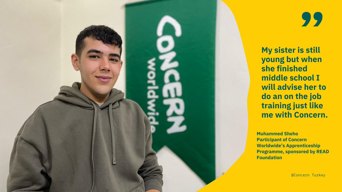 ConcernTurkey's tweet image. Muhammed is 17, he joined Concern&apos;s Apprenticeship programme in Sanliurfa this year. This offered him a chance to finish high school and learn a job at the same time. Now, he has his an income and feels more stable at home thanks to the support of @Read_Foundation