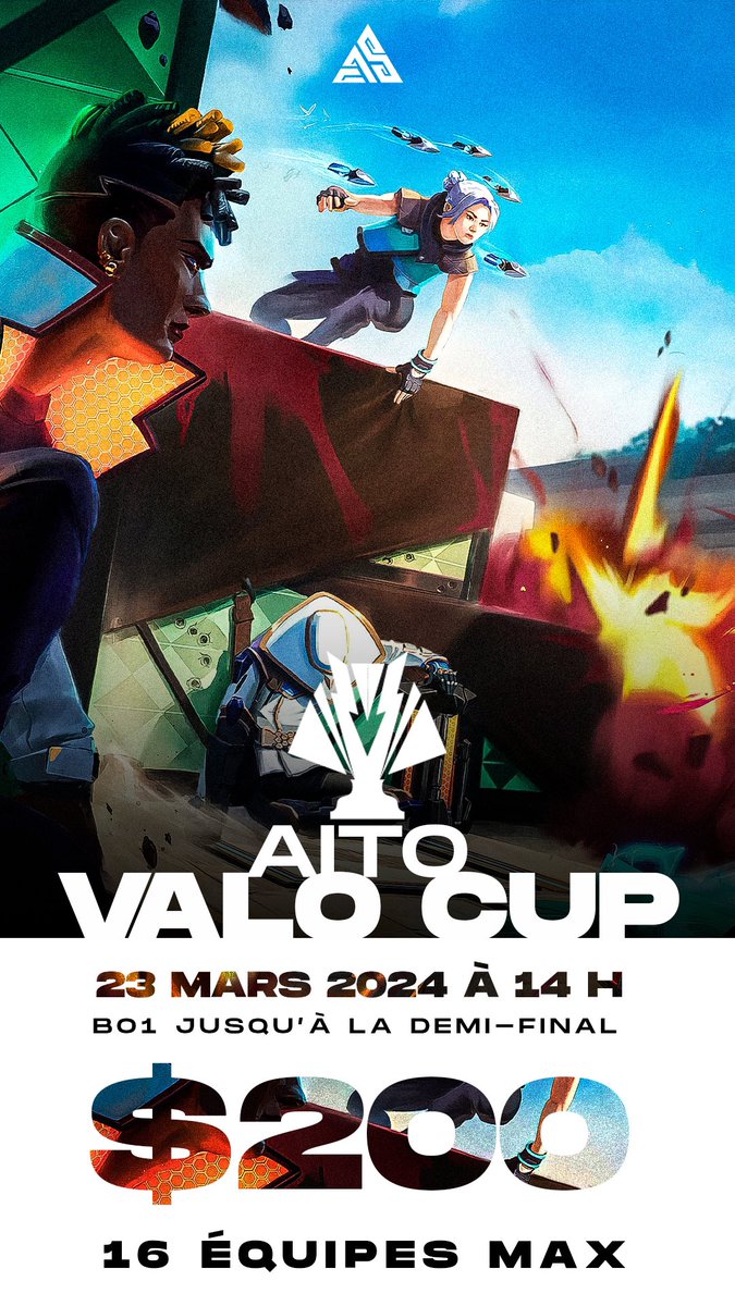 aitospirit's tweet photo. Merci aux 16 équipes d’avoir répondu présent pour notre toute première « 🏆AITO VALO CUP🏆 » avec 200$ de cash price remporté par la team finaliste « @LMNY_Esport ».  BIG UP!! 👊🏽👌🏽💪🏽

#aitomua #valorant #cashcup #esport #asesport https://t.co/uR0krrKX2W