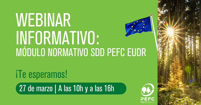 🔊Webinar informativo sobre el nuevo módulo normativo Sistema de #DiligenciaDebida #PEFC #EUDR, para ayudar a las empresas certificadas PEFC a cumplir EUDR

Incluirá sesión abierta de preguntas y respuestas
🗓️27/03
🕙10h us02web.zoom.us/webinar/regist…
🕓16h us02web.zoom.us/webinar/regist…