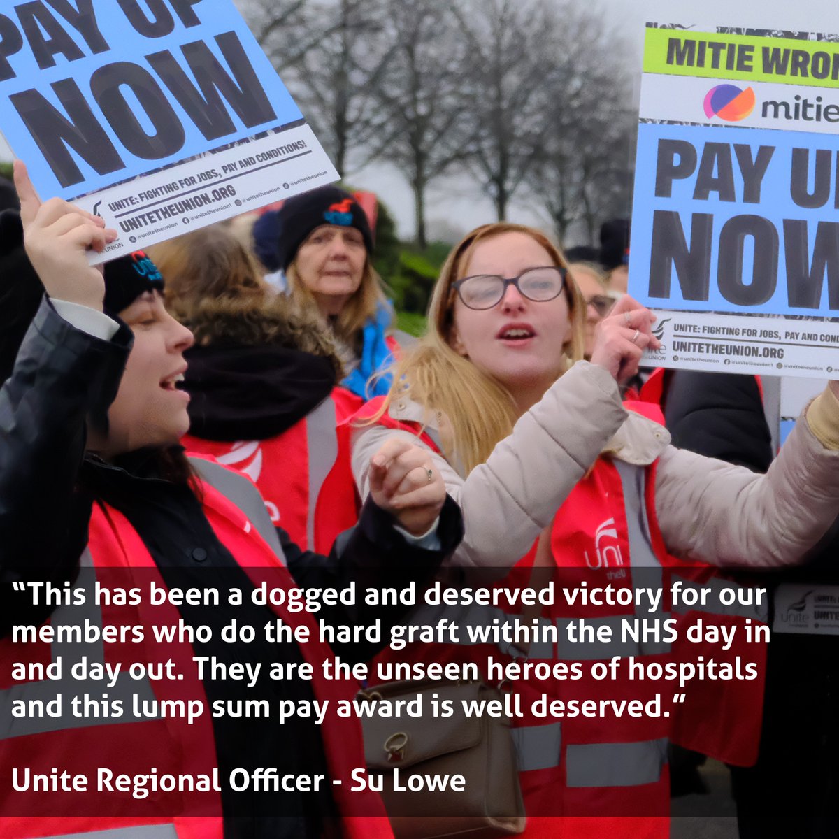 ⭐️ Unite Win ⭐️ Unite led around 70 members through an industrial dispute which included strike action. Following a determined campaign, Mitie has now agreed to back down and pay the lump sum Unite members were owed.