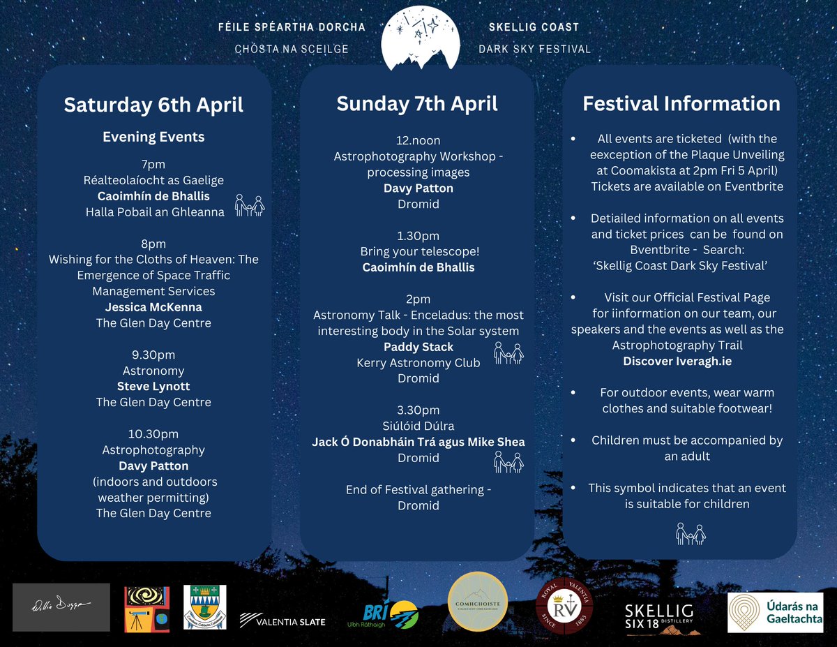 eventbrite.ie/manage/collect…. Day, weekend and individual tickets available. Skellig Coast Dark Sky Festival 4–7 April