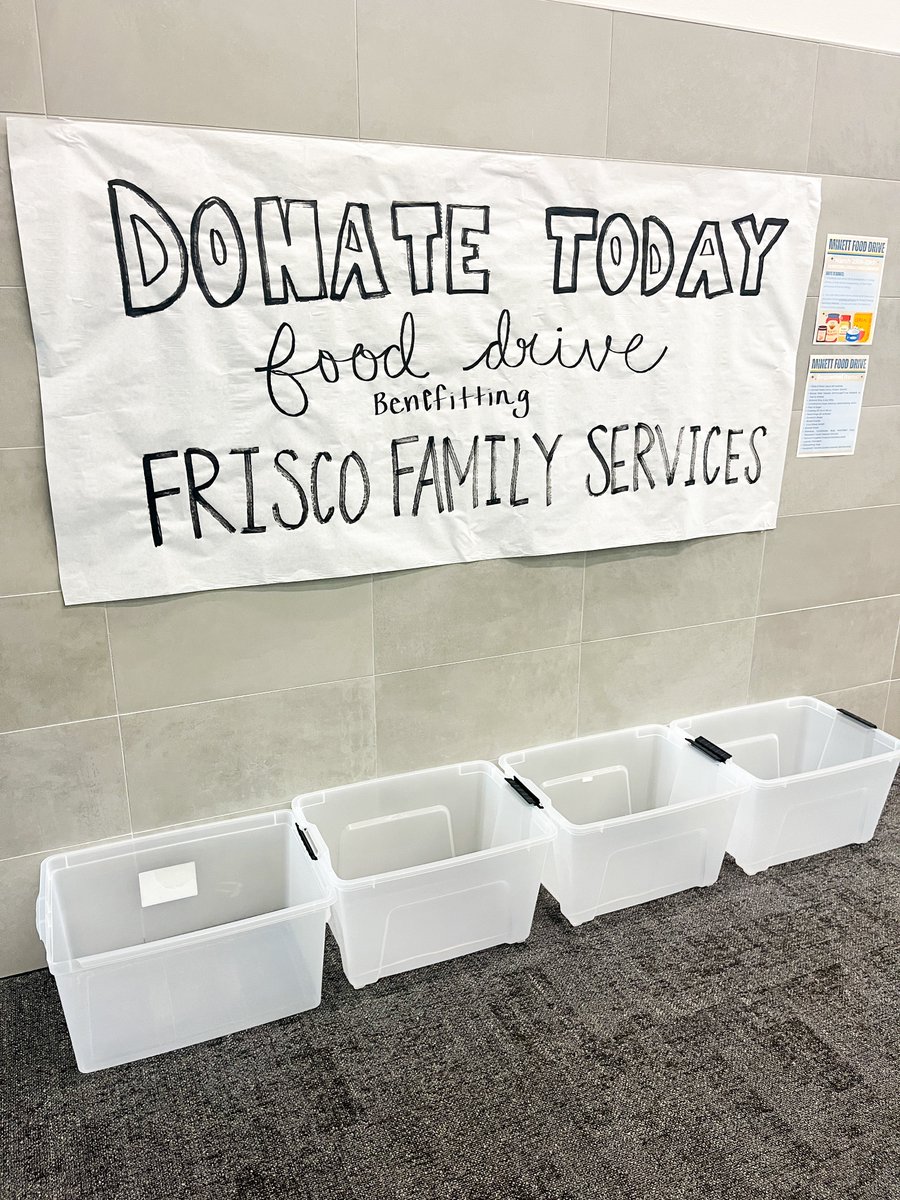 This week Minett is hosting a Food Drive for Frisco Family Services. All items can be dropped off in the main hallway once you enter Minett. Thank you so much for your donations to those in our community! #theminettconnection