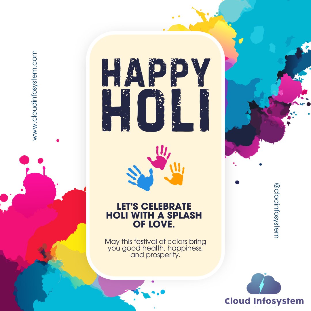 CloudInfoSyste1's tweet photo. As you splash colours of love and laughter this Holi, may your life be as colorful and joyful as the festival itself. Happy Holi! 
#happyholi #holi2024 #holiwishes #holi https://t.co/vRkIrbxy2e