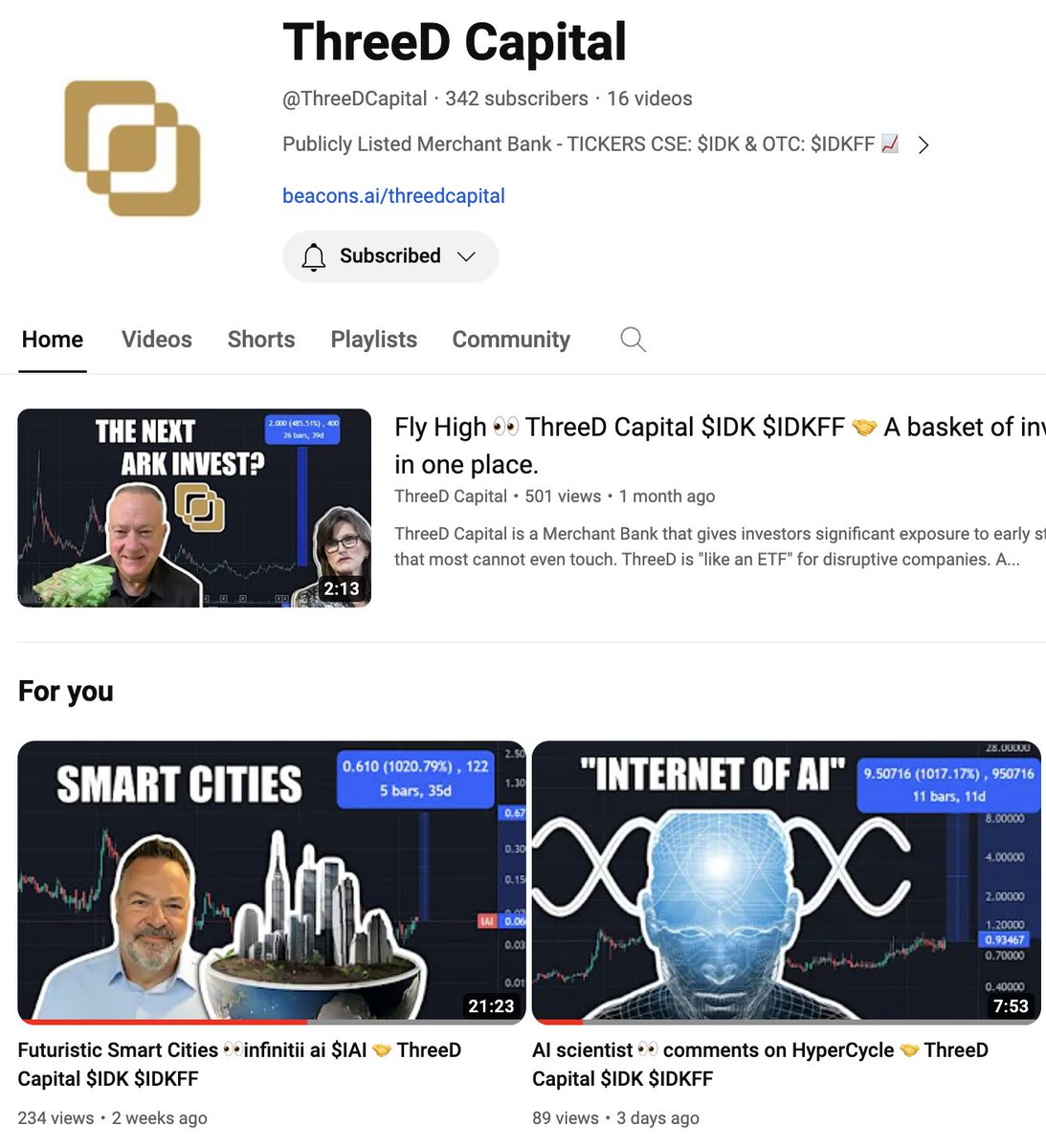 The #IR team <a href="/ThreeDCap/">ThreeD Capital</a>, <a href="/infinitiiai/">infinitii ai</a>'s largest shareholder, has formally announced its #YouTube channel. Check out the in-depth interview with our CEO Jean Charles Phaneuf. theglobeandmail.com/investing/mark…

$IAI.cn $CDTAF $7C5 / $IDK $IDKFF #AI #ML #smallcap #OTC #CSE <a href="/JRC_Stocks/">JRC_StockTalk</a>