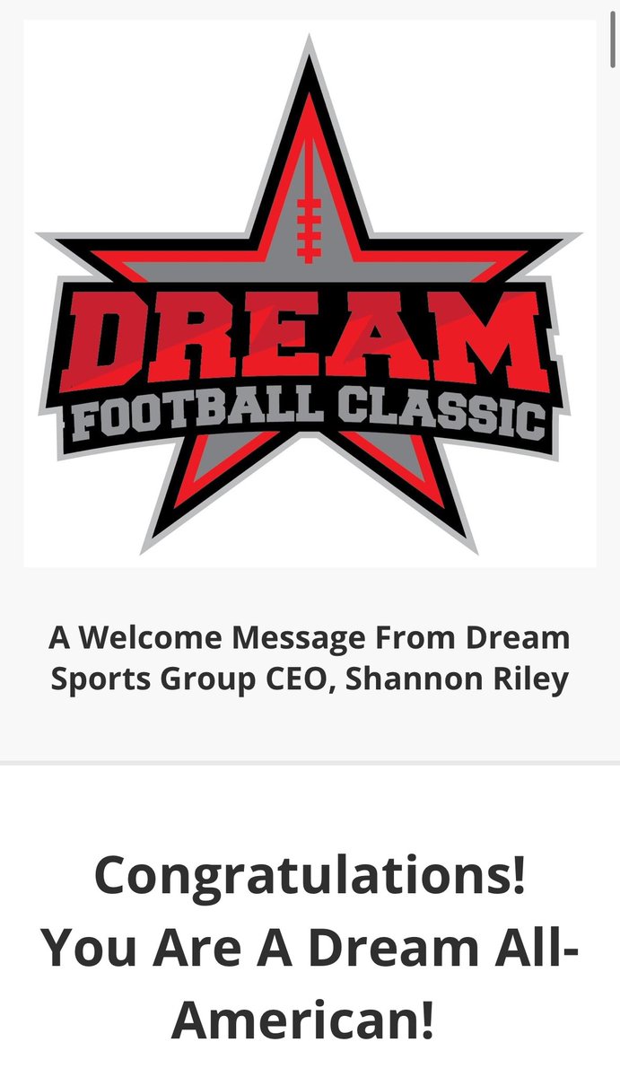 Thank you so much @dreambowlgame for the bowl game invite!! @Coach_Demory @warriorqbcoach @Warrior7v7 @LacedfactDreams @HCWillieSimmons @IMGAFootball @CoachColzie