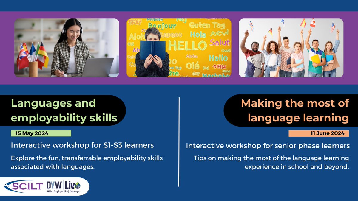 SCILT is offering two more online Languages and Your Career sessions before the summer and we'd love to see you there! These sessions are tailored specifically to particular groups of secondary learners: loom.ly/ksE6x_s @DYWLive @eSgoil