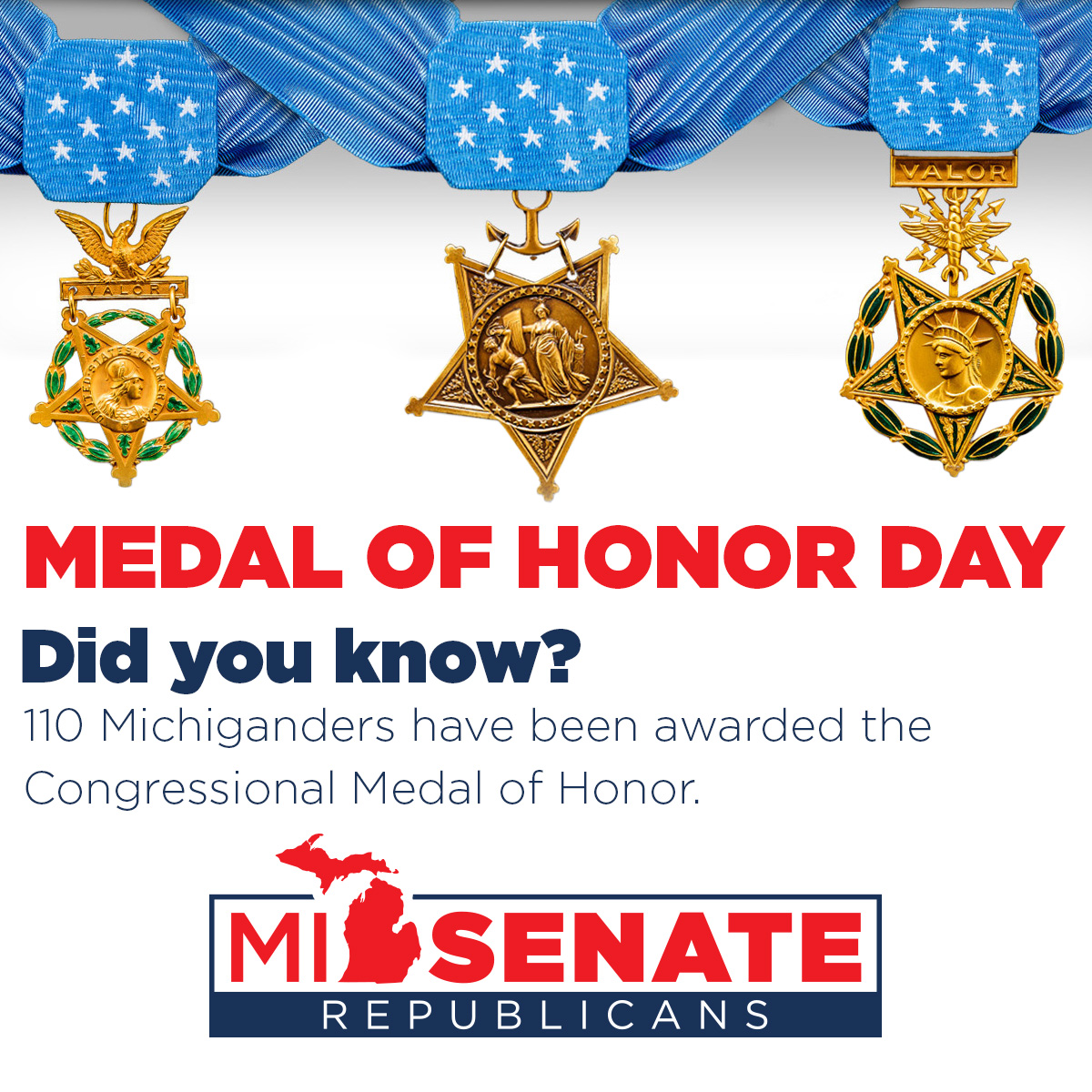 Today is National Medal of Honor Day! Michigan’s own James C. McCloughan was awarded the Medal of Honor in 2017. 110 Michiganders have received the Medal of Honor.