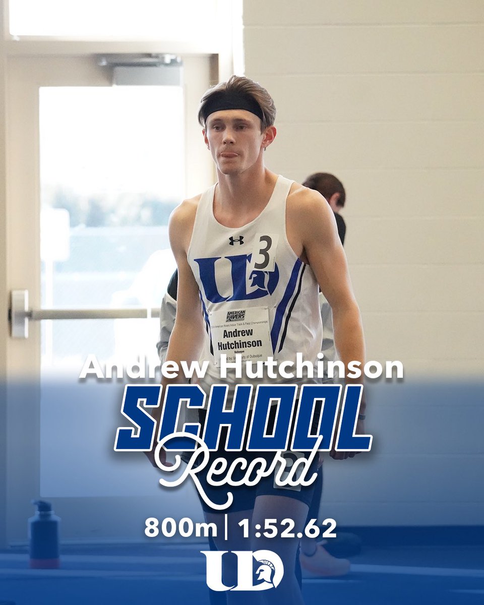 👑 KING OF THE HALF (mile) 🛞 At the American Rivers Conference Indoor Championships, Andrew Hutchinson broke his own 800m School Record with 1.52.62! #UDspartansTF