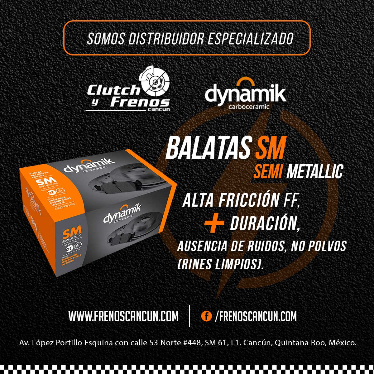 frenos_cancun's tweet image. Conoce las Pastillas de Freno #Dynamik SM, elaboradas con materiales de fricción de primera calidad para ofrecer una alta resistencia al calor y un desempeño óptimo en todas las condiciones de manejo. Obtén más detalles aquí: bit.ly/416MJbK